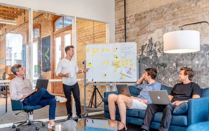 Team presenting a confidential marketing plan